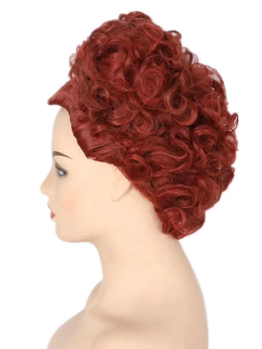 Women's Red Brown Short Cosplay Halloween Costume Wig With Necklace Earrings